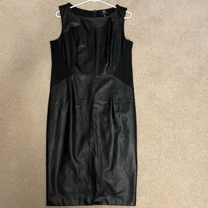 376. NWOT -G by Giuliana Black Sleeveless Faux Leather Dress w/Ponte back, Sz L